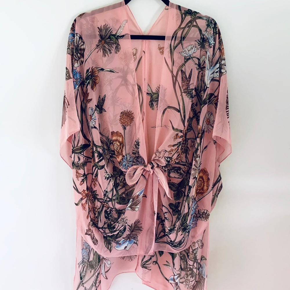Boho Pink Chiffon Kimono